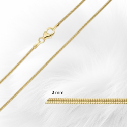 Snake - 3 mm smalt slangearmbnd forgyldt