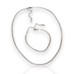 Snake st - 3 mm flad slangeambnd og halskde slvbelagt