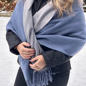 Trklde dobbelsidet i akryl - Bl/Gr 