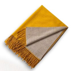 Trklde dobbelsidet i akryl - Mustard/Gr 