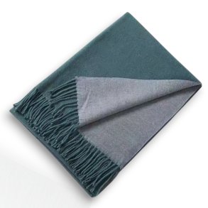 Trklde dobbelsidet i akryl - Turkis/Gr 