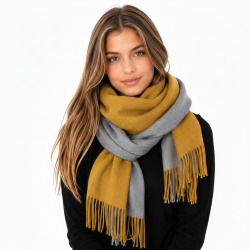 T�rkl�de dobbelsidet i akryl - Mustard/Gr� 