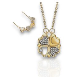 Klverhjerte - Guldbelagt halskde 