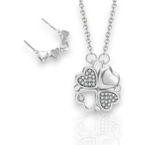 Klverhjerte - Slvbelagt halskde