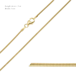 Snake - 3 mm smal slangekde forgyldt