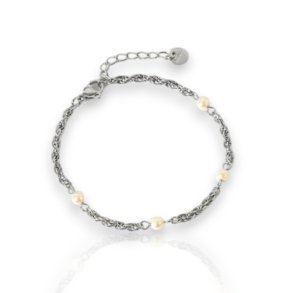 White Pearl - Slvbelagt perlearmbnd
